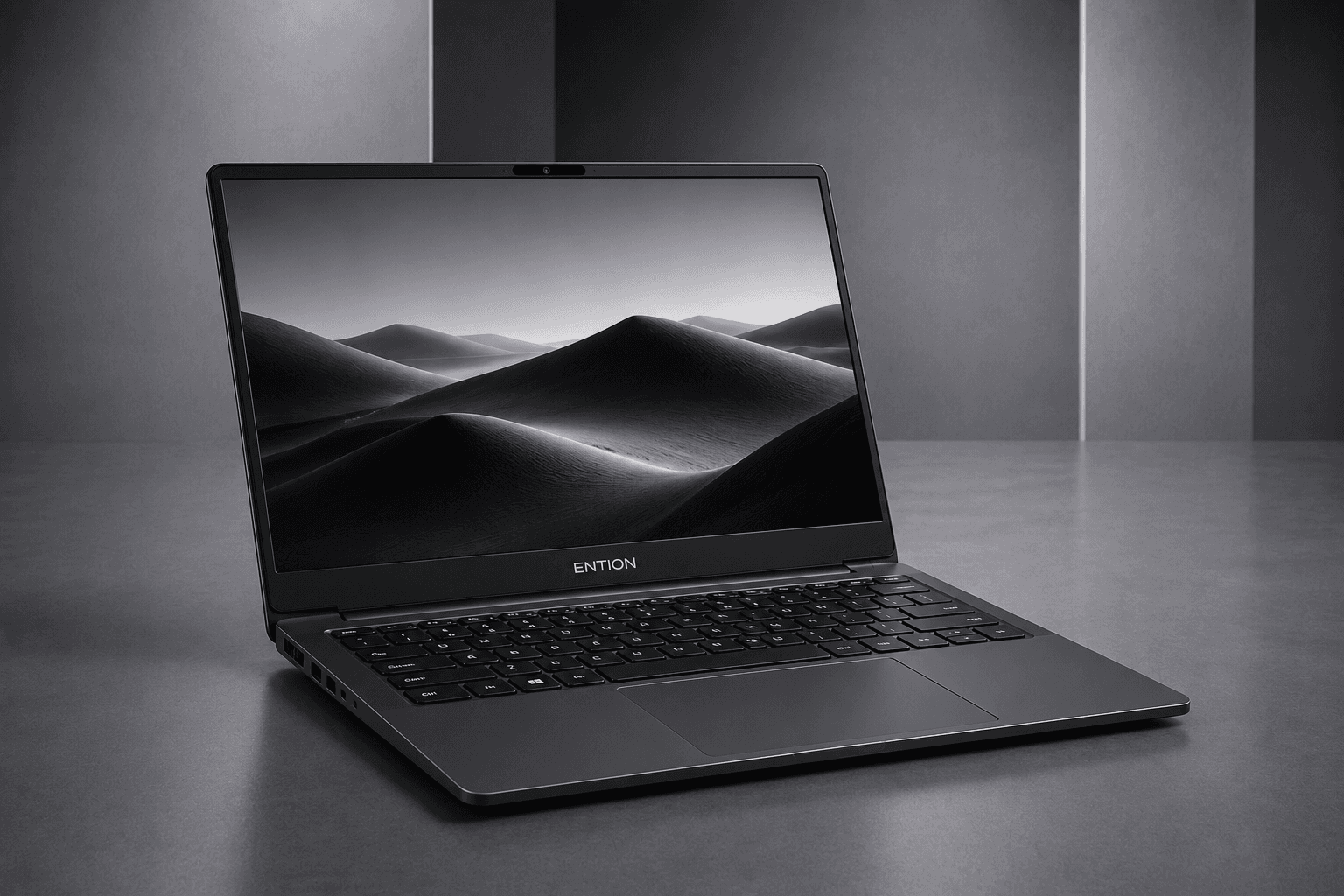 Student using Ention laptop